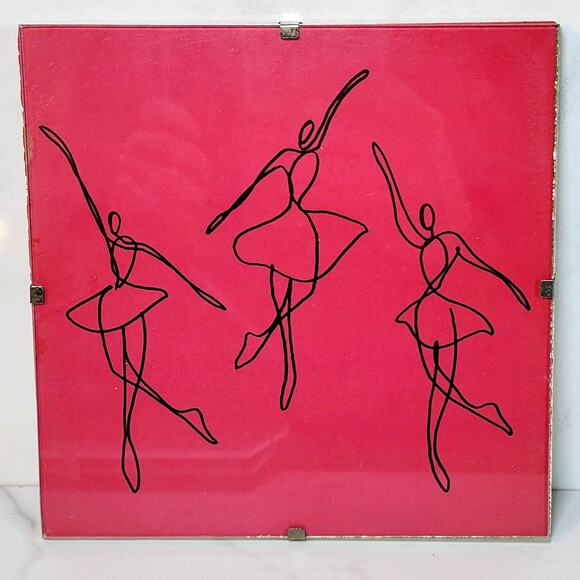 Set/4 Colorful 6x6 Ballerina Line Drawing Wall Decor Ready to Hang Acrylic Frame - Picture 3 of 6